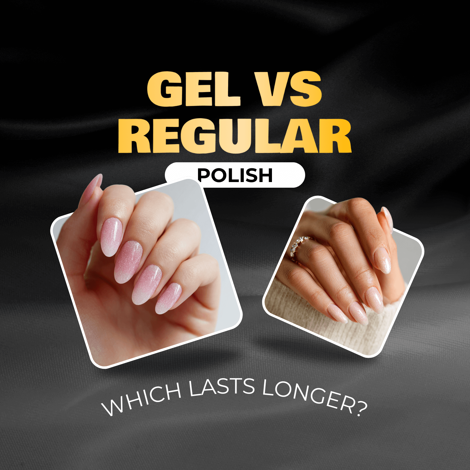 Comparison of gel polish and regular polish on nails.